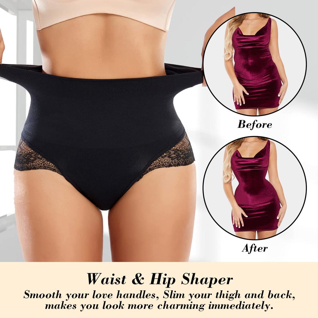 Нижнее белье со шнуровкой для контроля живота и высокой талией для женщин, корректирующее белье, трусики с кружевными шортами для коррекции ягодиц