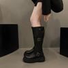 Мода Женщины 2024 Новая мода пряжка ремень рыцарские сапоги осень зима платформа колено высокие сапоги женщины винтаж кожа длинный