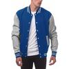 Men Baseball Jacket Stand Collar Long Sleeve Buttons Closure Patchwork Color Coat