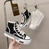 High-top Canvas Shoes Women's Spring and Autumn New Fashion Women's Trendy Shoes Students Platform White Shoes Breathable Casual Shoes