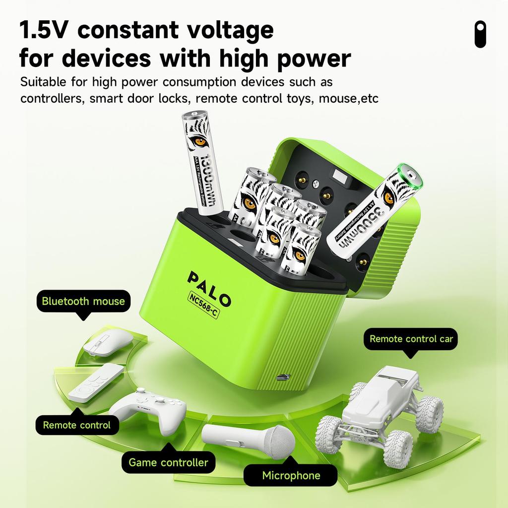 PALO 1,5 В AA 3500 мВтч Аккумулятор AAA 1300 мВтч Литий-ионные аккумуляторы с 8-слотовым быстрым интеллектуальным зарядным устройством