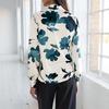 Весенне-осенняя новая блузка с принтом растений, элегантная и высококлассная, с V-образным вырезом и длинными рукавами для женщин