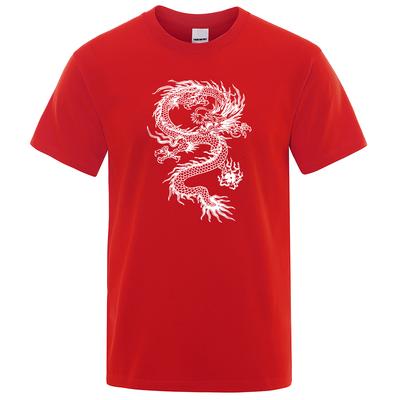 Женские футболки в китайском стиле с белым драконом, модные дышащие футболки, свободная хлопковая футболка, одежда, брендовая футболка высокого качества