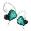 KZ ZSTX Earphones, KZ 1BA+1DD Hybrid Deep Bass In-Ear Monitors, In-Ear Type, Chinese Made, Silver Plated, Re-Cable (Green No Microphone)