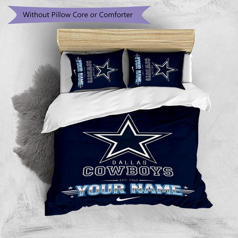 3pcs Dallas Cowboys Cover Set - Personalized Name, HD Printed Bedding with 1 Cover and 2 Pillowcases - Perfect for Home Decor, Easy Care