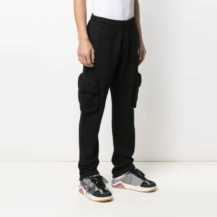 Off-White Спортивные брюки-карго Marker, черные/фуксия, мужские штаны OMCH036R21FLE0021032