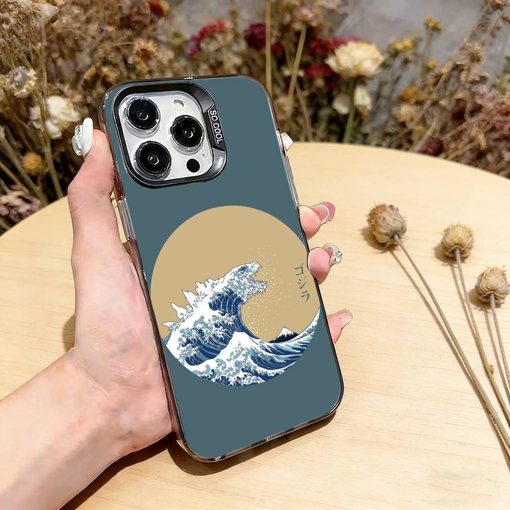 The Great Wave Off Kanagawa Phone Case For iPhone 17,16,15,14,13,12,11 Plus,Pro Max,XS,Colorful Silver Phone case Funda Cover