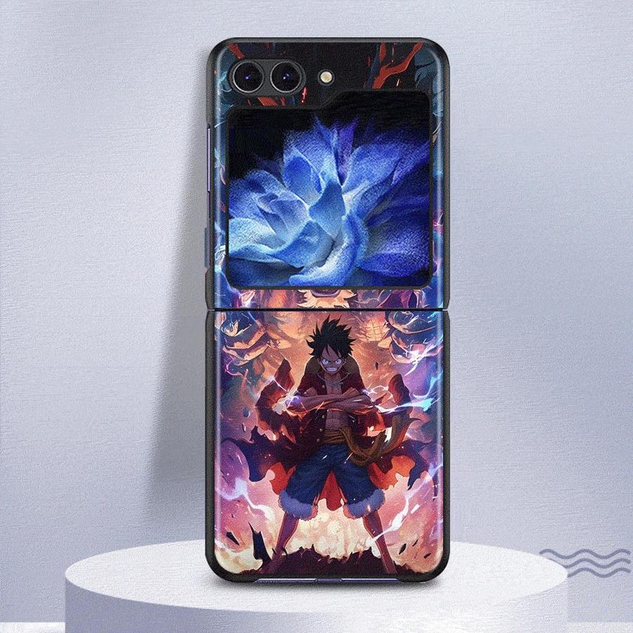 Задняя крышка чехол Funda для Samsung Galaxy Flip4 Flip6 Flip7 FE Flip5 Flip3 Z Flip 7 6 5 4 3 One Piece Luffy Крутое Искусство