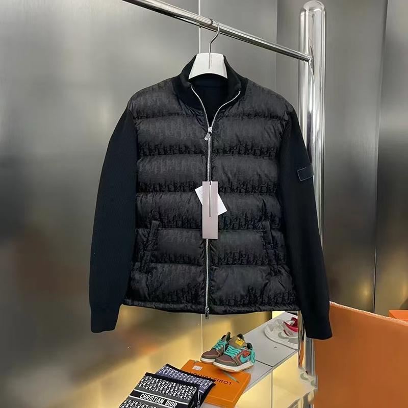 Мужская высококачественная вязаная пуховая куртка из шерсти с пэчворком из пуха белой утки, теплая верхняя одежда для осени/зимы