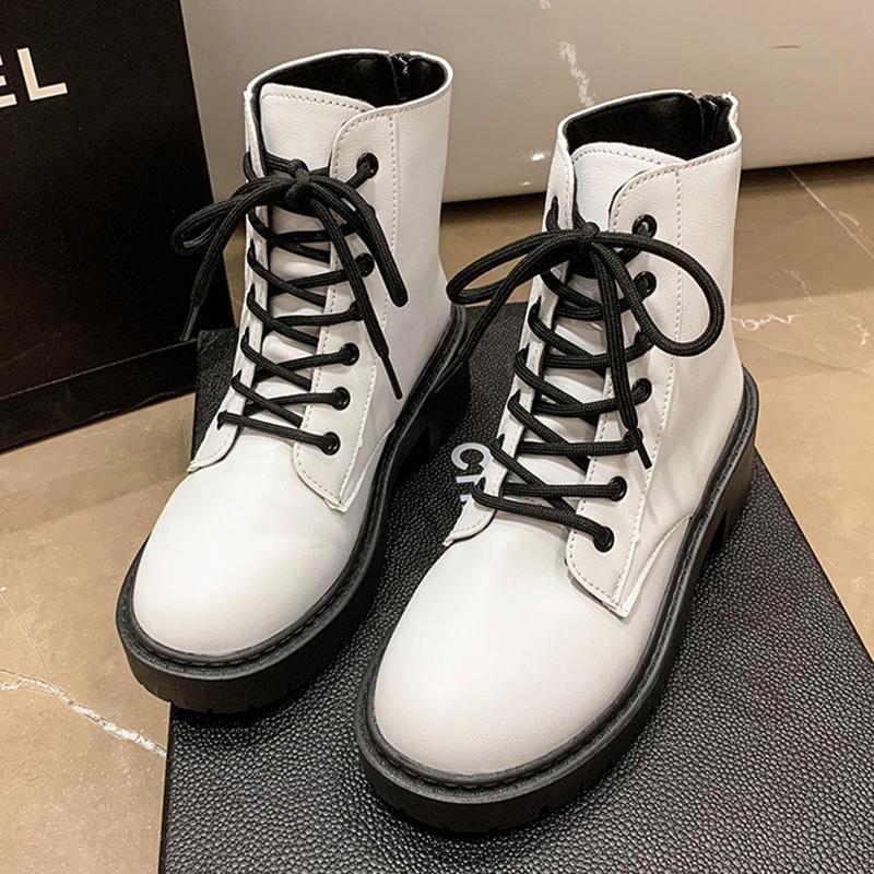 Ботинки женские с застежкой-молнией сзади из искусственной кожи, женские панк-ботинки с толстой подошвой, мотоциклетные ботинки