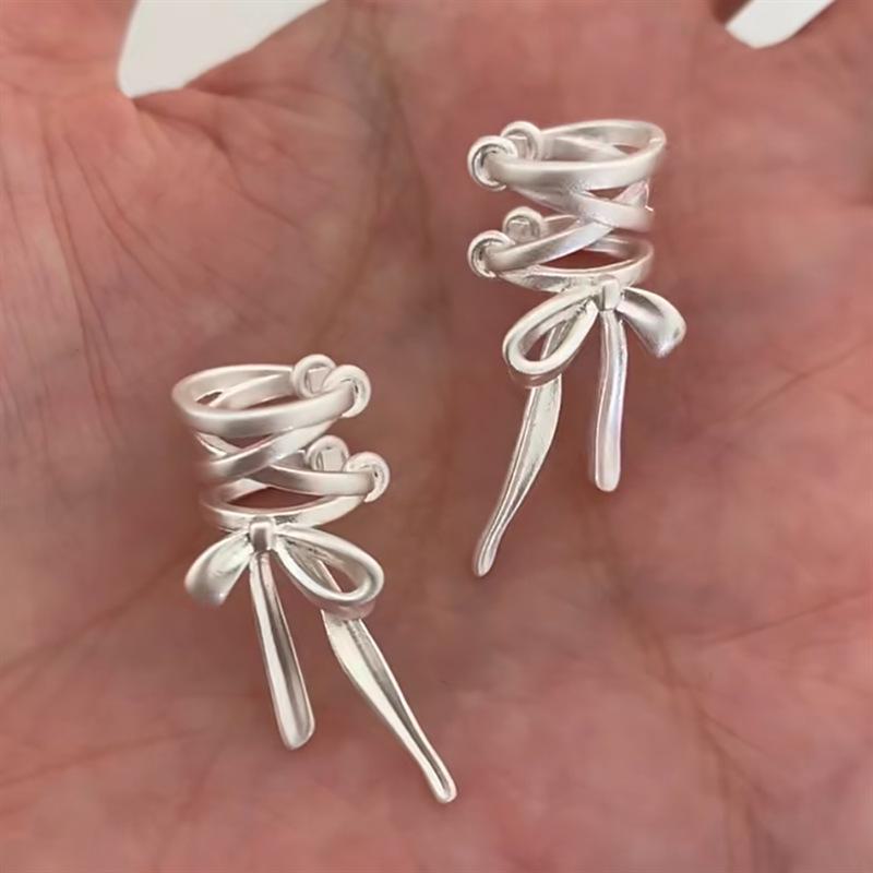 Серьги-клипсы с бантом из циркония для женщин — прокол не требуется, элегантные серьги с балетной лентой