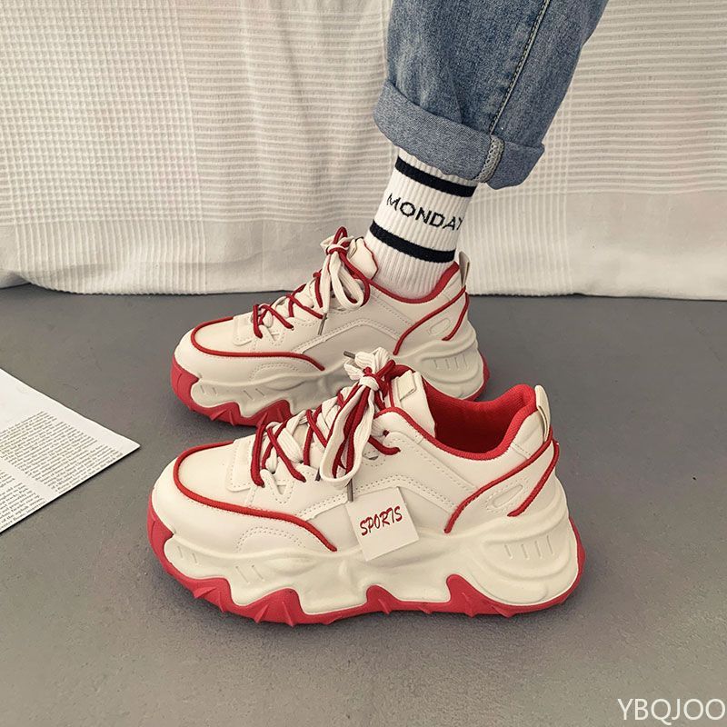 Женские плоские спортивные туфли Новые вулканизированные Повседневные Удобные Многофункциональные Спортивные Женские туфли Толстая подошва Универсальные Папины туфли