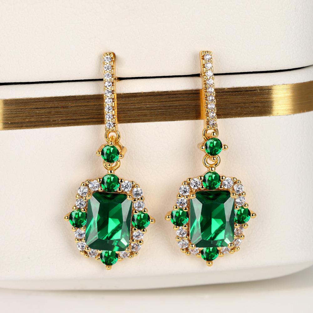 Серьги-подвески из кубического циркония золотого цвета, роскошные женские серьги, свадебные украшения для ушей