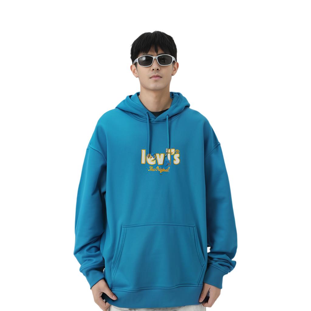 Толстовка с капюшоном Levis с принтом логотипа, мужская, синяя 38479-0158