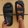 Fashion Women's Soft Sole Eva Pillow Slippers Double Buckle Thick Platform Cloud Slides Sandals Woman Summer Non Slip Beach Flip Flops