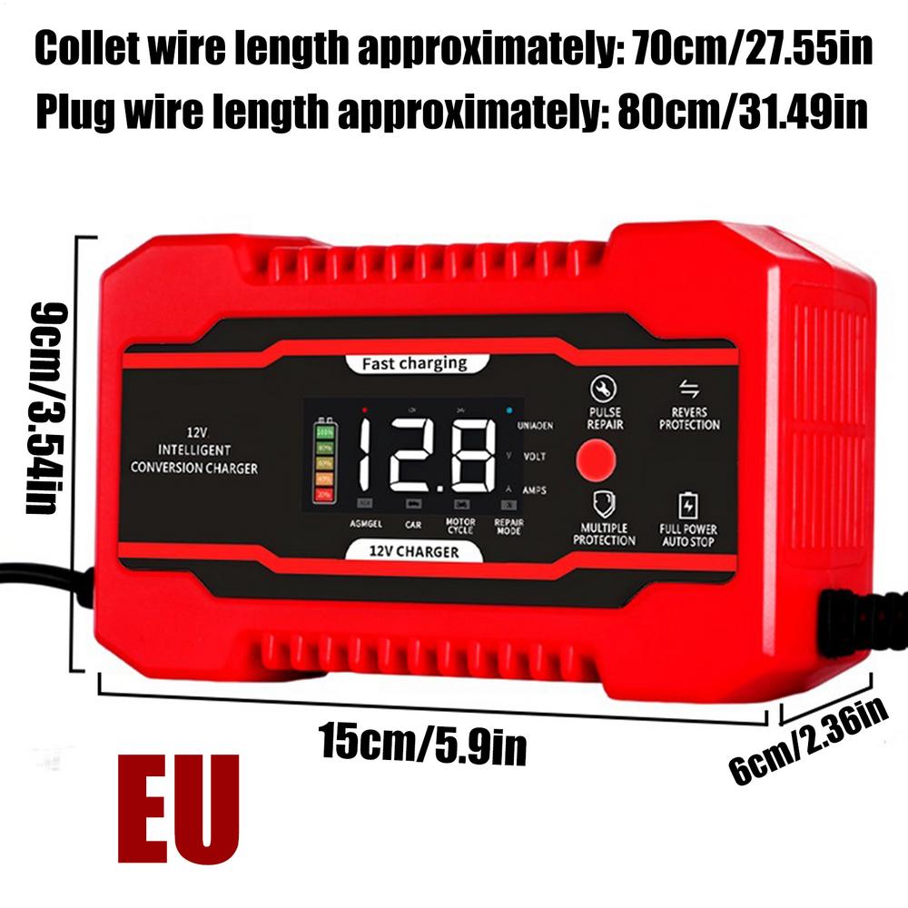 Зарядное устройство для аккумулятора 12 В 12V6A Автоматическое интеллектуальное зарядное устройство Оборудование для ремонта и обслуживания транспортных средств для грузовиков, легковых автомобилей, внедорожников