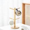 Bamboo Mug Hanging Display Rack Drinkware Shelf With 6 Hooks Tree Shape Wood Coffee Tea Cup Storage Holder Stand Cup Holders 5