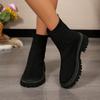 Large Size Fashion Boots Women's Autumn and Winter New Elastic Fly-woven Thick-soled Socks Boots Casual Versatile Martin Boots