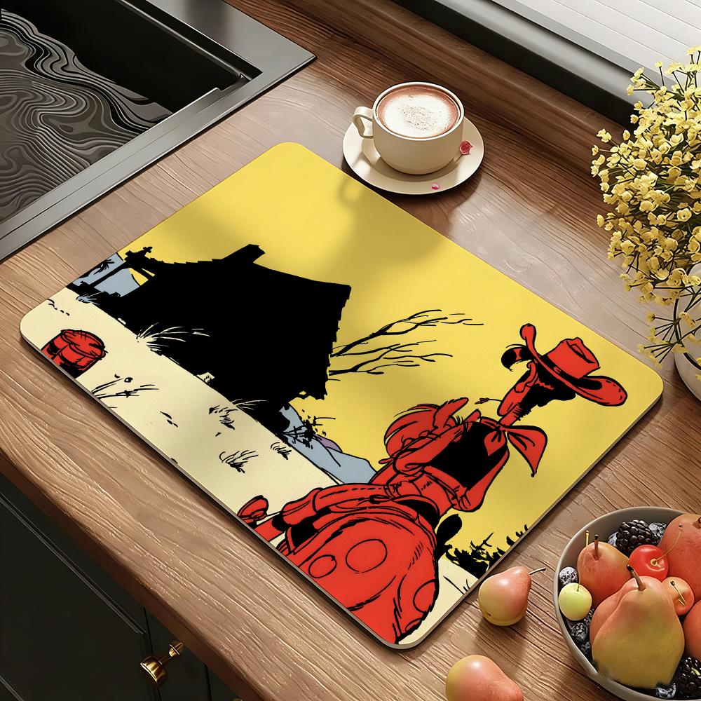 LUCKY LUKE CARTOON Floor Mat Diatomite Floor Mat Fast Drying Odor Resistant Non Slip Bath Kitchen Mat