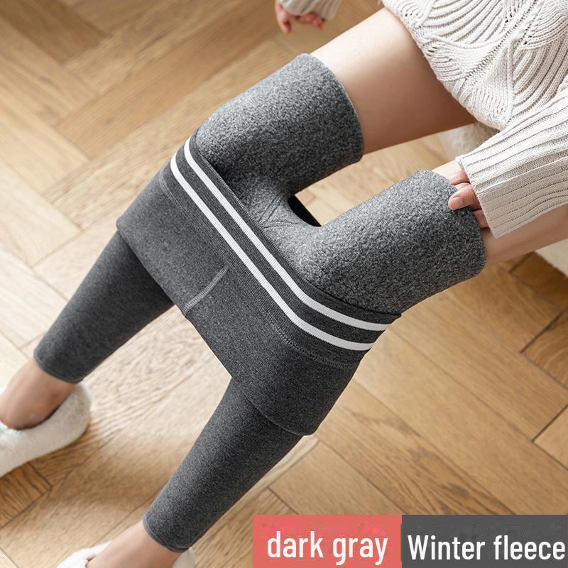 High Waist Velvet-Lined Women's Winter Leggings: Warm, Imitation Cashmere, Cotton Yoga Pants with Foot Straps