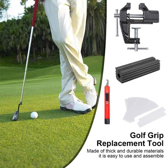 1 Set Golf Grip Replacement Tool Kit with Mini Vise Clamp Rubber Clamp