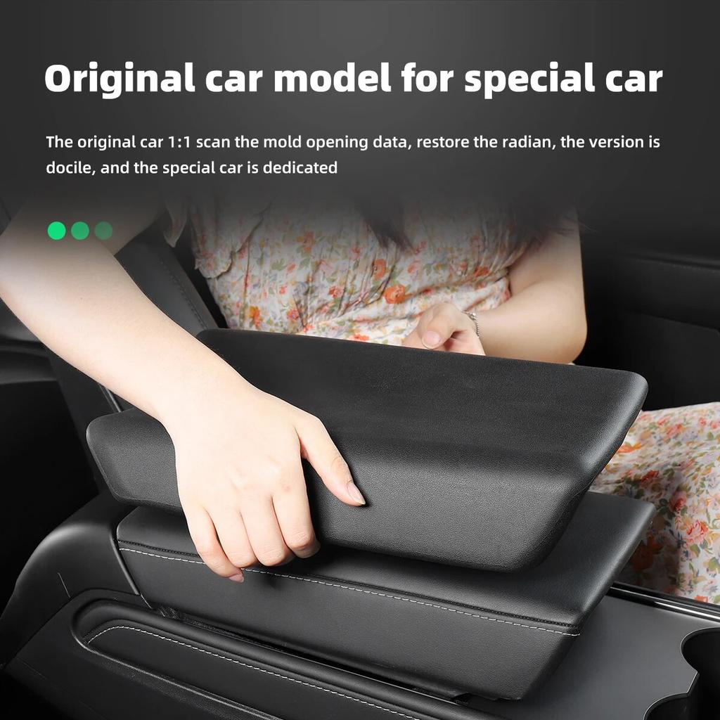 LUCKEASY Car TPE Armrest Box Cover Central Control Armrest Protective Pad Interior Accessories For Tesla Model3 ModelY -2023