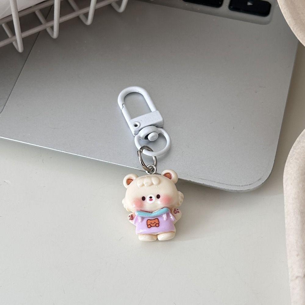 Брелок для ключей в виде куклы-кролика из смолы, подвеска в виде животного-медведя, милый забавный брелок для ключей в виде кошки, небольшие подарки
