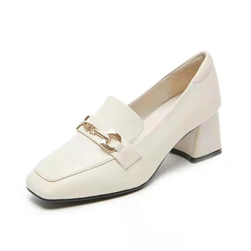 Женская обувь модная женская с круглым носком черная высокое качество весенние туфли на квадратном каблуке женские повседневные офисные карьерные туфли ga248