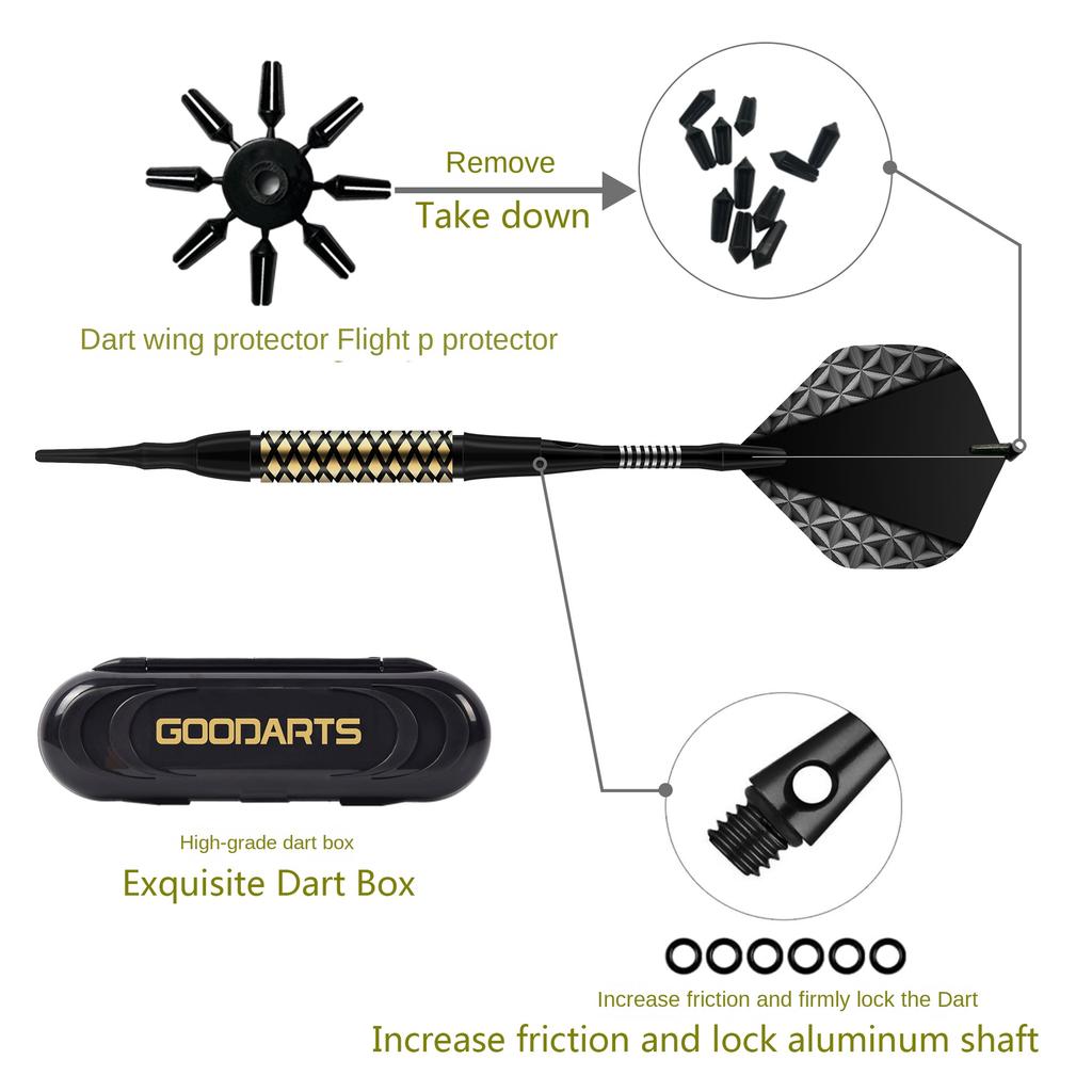 Soft Tip Darts Set Aluminum Shaft Professional Darts Plastic Tip Sets 2BA Replacement Tips