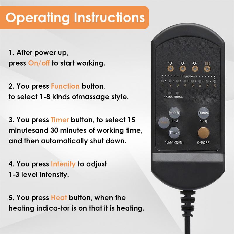 Electric Back Car Massage Chair Full-Body Massage Cushion Heating Vibrator for Car Home Office Lumbar Neck Mattress Chair Mat