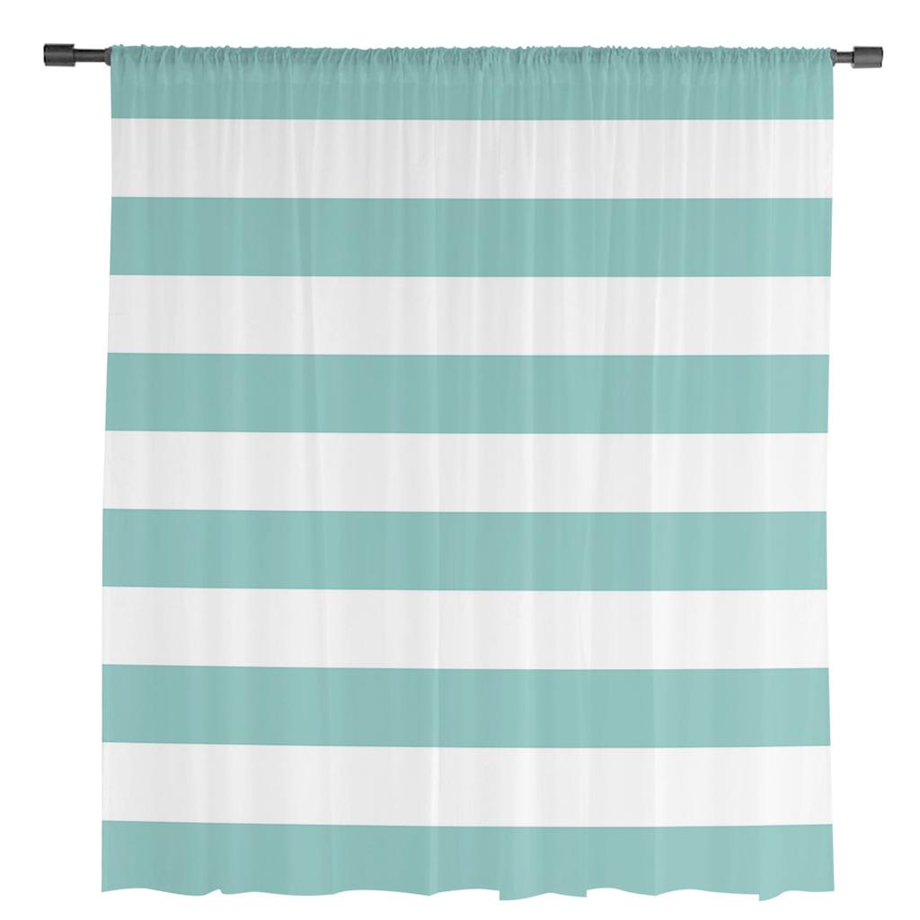 Белые полупрозрачные шторы с акварельным принтом в полоску для украшения гостиной, оконные шторы для кухни, тюлевые, вуалевые, органзовые шторы