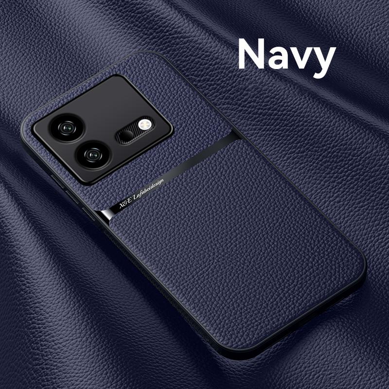 Чехол для VIVO iQOO 8 Pro с металлической пластиной, чехол для телефона для iQOO Neo 8 Pro Neo8, магнитный автомобильный держатель, кожаная противоударная задняя крышка