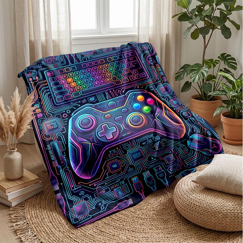 Gaming Tech Circuit Theme blanket Lightweight Warm Flannel Blanket Decorative Throw Blanket for Home Decoration