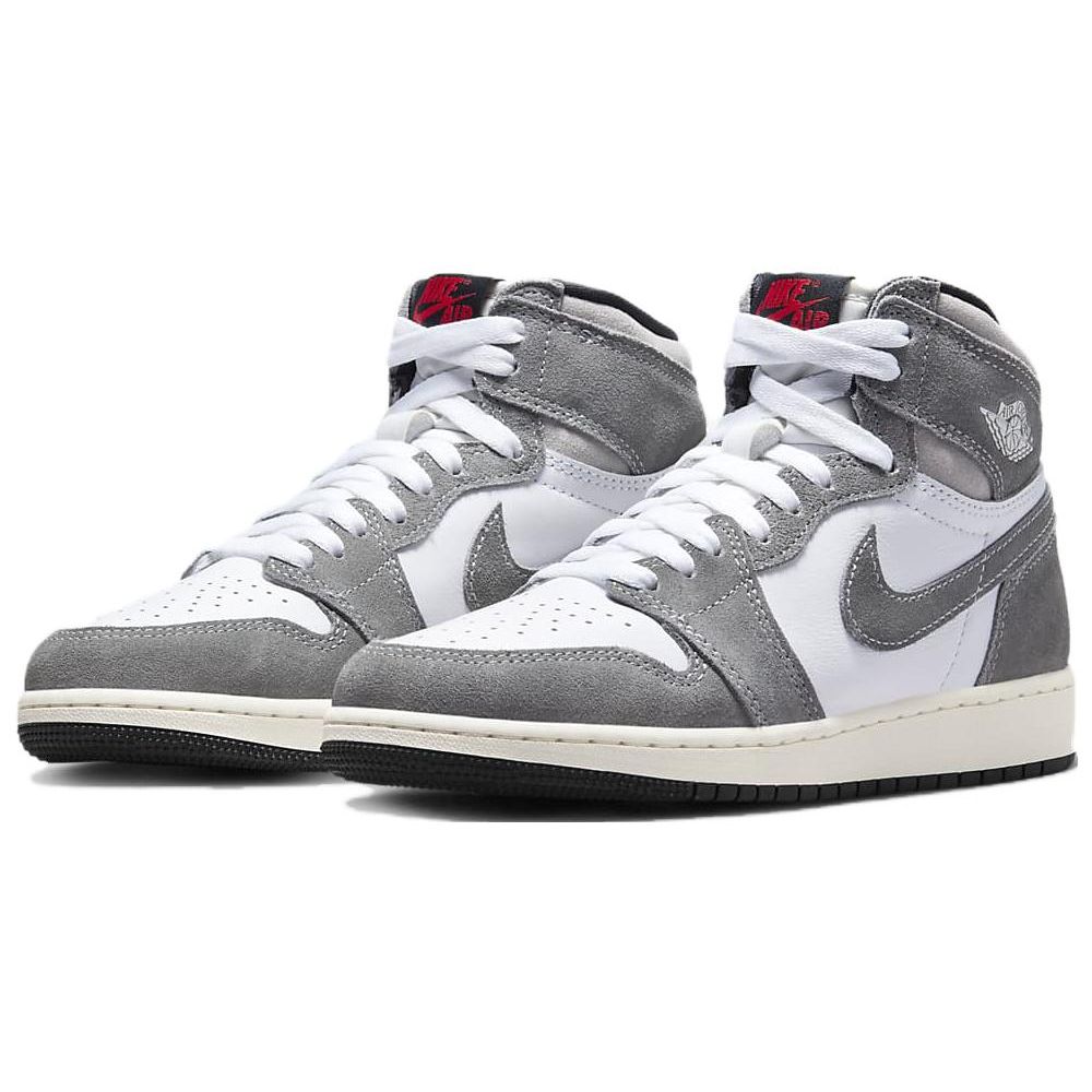 Детские кроссовки Air Jordan 1 Retro High OG GS Washed Black Серые огненно-красные светло-дымчато-серые FD1437-051