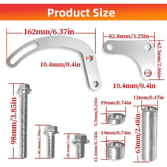 Baiann SBC Power Steering Pump Bracket 350 V-Belt Slotted Adjustable LWP 305 327 383 5.0L 5.7L V8 Compatible With 350 Small Block Chevy Long Water