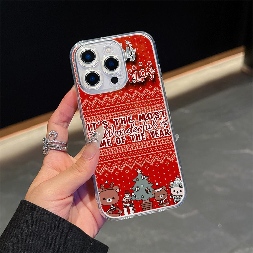 Ae117 Merry Christmas Happy New Year дизайн Magsafe прозрачные чехлы для Samsung S23 S24 Ultra iPhone 16 Pro Max магнитная беспроводная зарядка задняя крышка