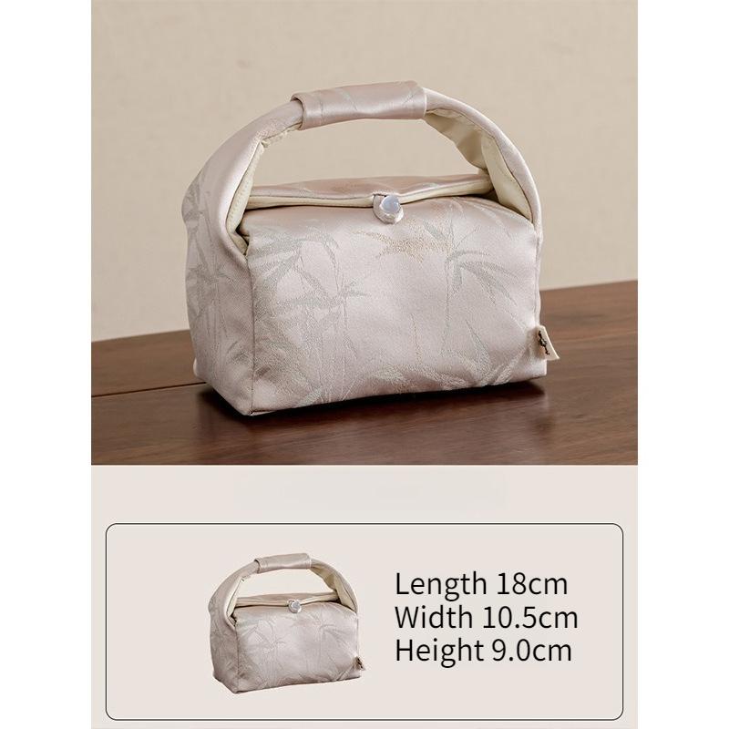 Вышитый парчой бамбуковый чайный набор, сумка для хранения, портативные дорожные сумки для хранения, посуда для напитков, чайная посуда, китайские традиционные грелки для чая