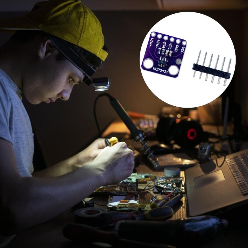 1 комплект платы АЦП MCP3421 I2C 18 бит высокого разрешения для точного измерения сигналов с датчиков