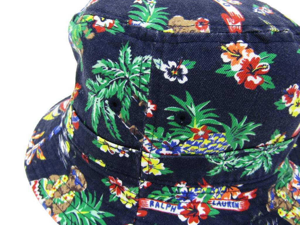 (Polo Ralph Lauren) Men's and Women's Polo Bear Aloha Print Cotton Bucket Hat Cap 0108982-LXL-BRWNPRNT [Product]