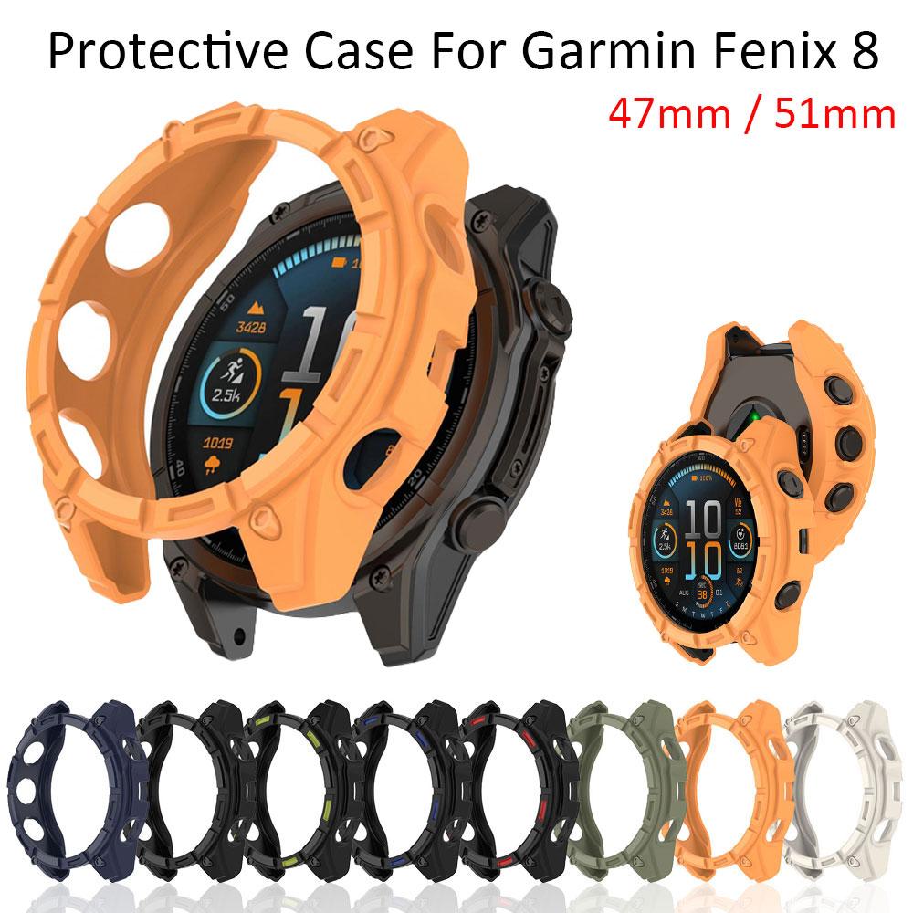 Защитный чехол-крышка для часов Garmin Fenix8 47мм / 51мм Мягкий ТПУ Смарт-часы Ударопрочный Защитный корпус Противоударный