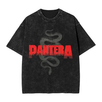 Groove Metal Pandora Band PANTERA T-shirts Woman Men Washed Hot Stamping Print Tees Harajuku Cotton Short Tops