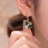 Elegant Green Four-Leaf Clover Micro-Inlaid Earrings - Trendy Japanese & Korean Design