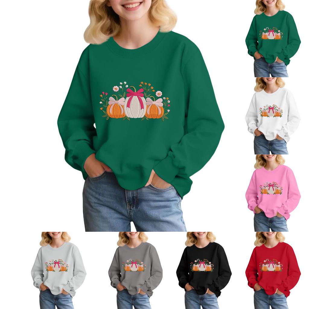 Kids' Fashion Loose-Fit Casual Long-Sleeve Christmas Print Oversized Crewneck Sweatshirt