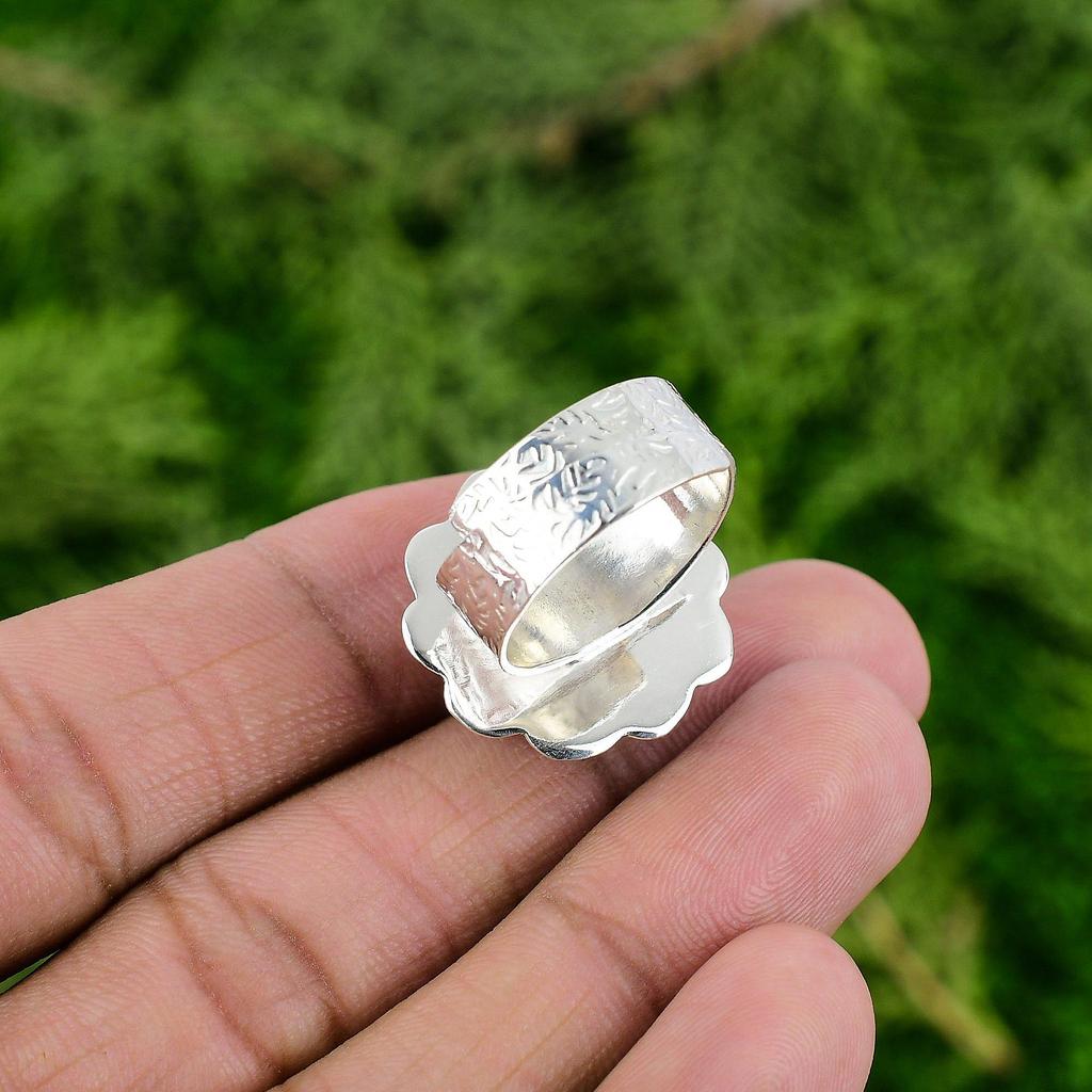 Natural Labradorite Gemstone Promise Blue Adjustable Ring 925 Sterling Silver