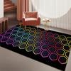 Ковер-мат для геймера в форме шестиугольника с неоновым узором, игровой коврик для ПК, нескользящий коврик для пола для спальни, офиса, домашнего декора, ковер для помещений
