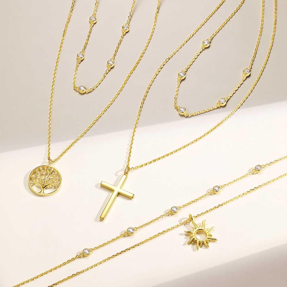 FANCIME Подвеска 'Солнце и подсолнух' с кубическим цирконием S925 18K Золото Популярный Идеальный подарок на Белый подарок Включая подарочную упаковку Женское ожерелье,