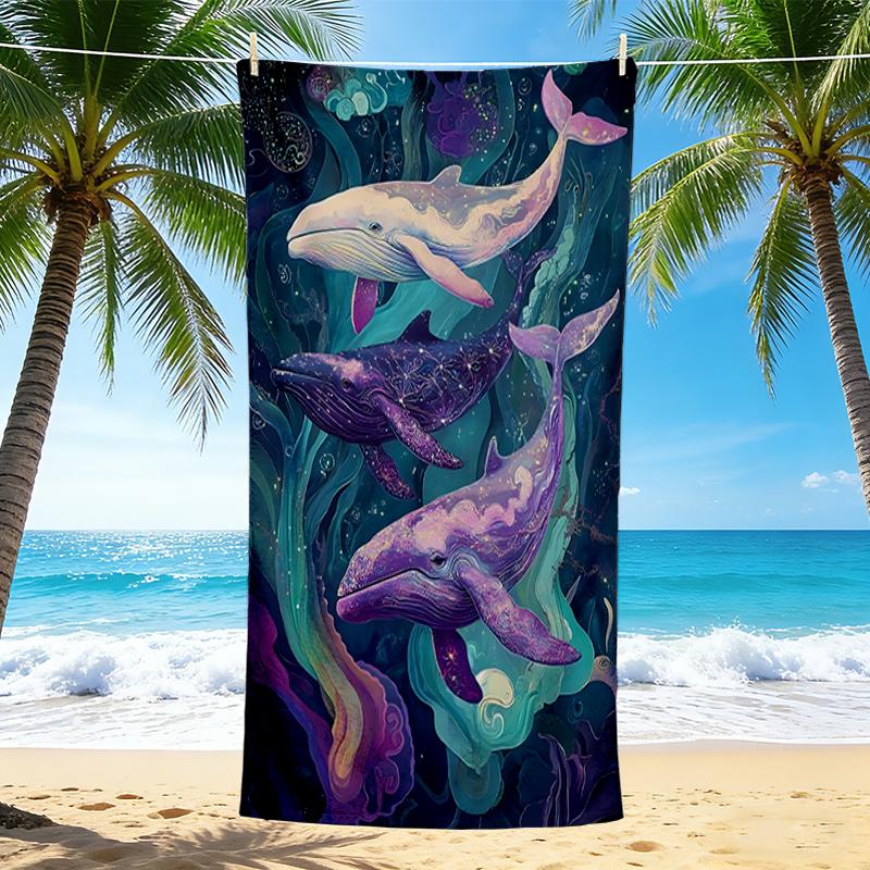 1Pc Whales Cosmic Dreams Beach Towel Quick Dry Multiuse For Beach Pool Gym Yoga Home Travel Christmas Halloween Xmas Gift N1144