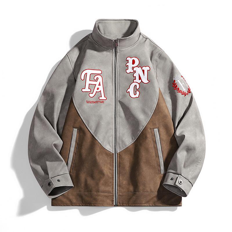 Мужская куртка из искусственной кожи Ретро мотоциклетный костюм Мужская кожаная куртка Куртка из искусственной кожи Свободная куртка