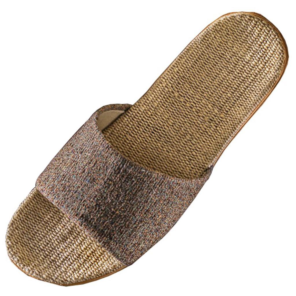 Женские стильные слипперы с открытым мыском из льна и хлопка