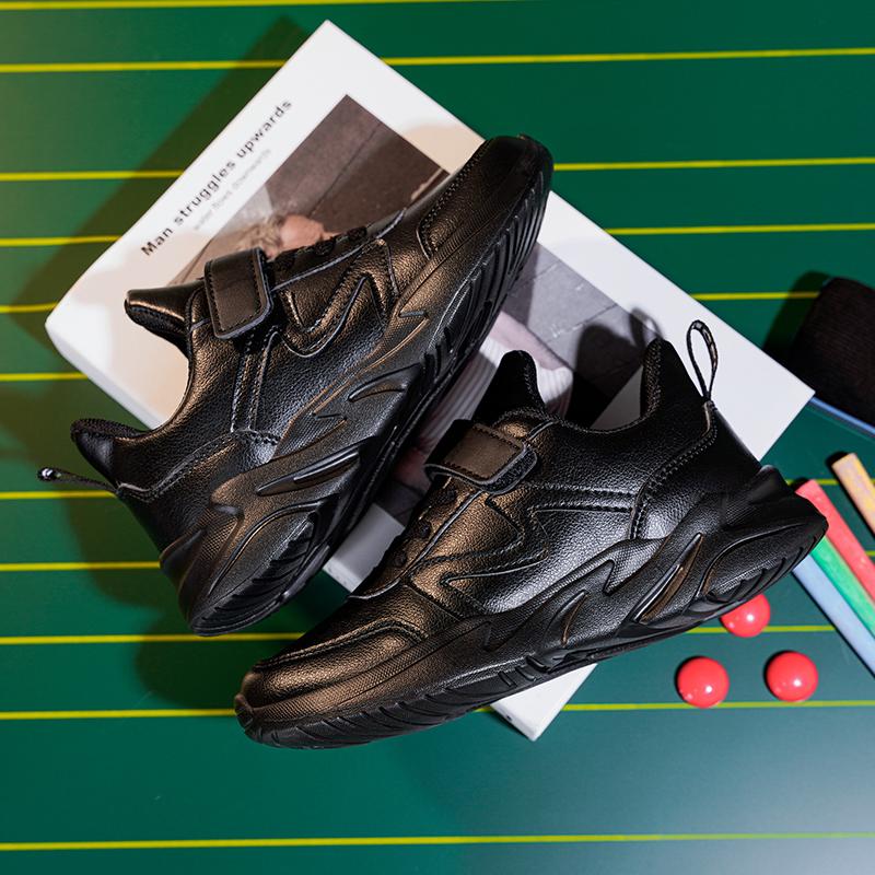 Черная детская спортивная обувь, легкие повседневные кроссовки на плоской подошве для детей, мальчиков, для бега на открытом воздухе, нескользящие детские теннисные кроссовки